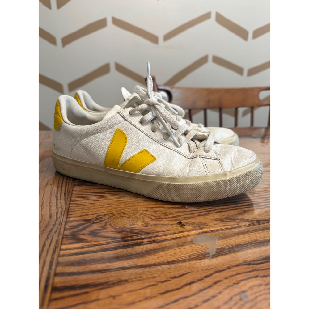 Veja Esplar Sneakers Mens Size 10 White Yellow Leather Low Top Shoes